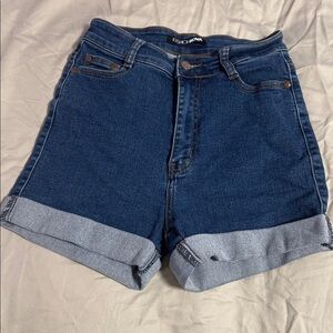 Fashion Nova Dark Blue Denim Shorts